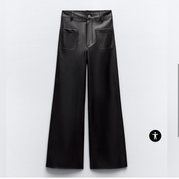 Zara The Marine Straight Faux Leather Pants US Size O - Picture 2 of 9